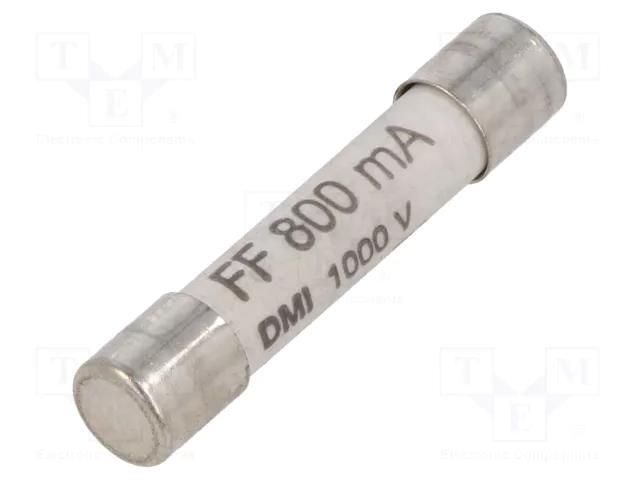 Fuse: fuse; 800mA; 1kVAC; 1kVDC; ultra rapid; ceramic,cylindrical SIBA 7017240.0.8