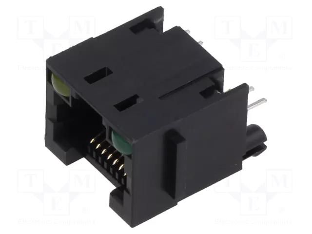 Connector: RJ45; socket; PIN: 8; with LED; 8p8c; on PCBs,PCB snap ADAM TECH MTJ-88DX1-LG