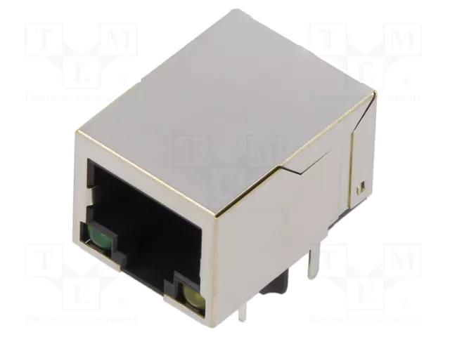 Connector: RJ45; socket; PIN: 8; shielded,with LED; 8p8c; THT ADAM TECH MTJ88TX1FSDLH1