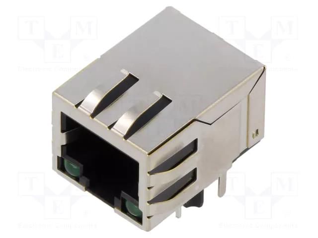 Connector: RJ45; socket; PIN: 8; shielded,with LED; 8p8c; THT ADAM TECH MTJ88TX1FSDPGD1LD