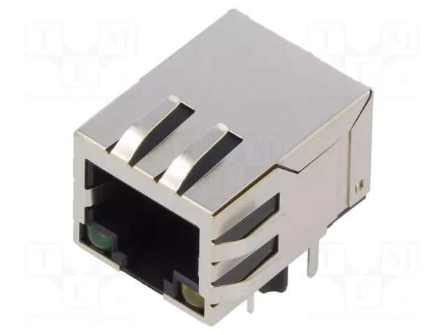 Connector: RJ45; socket; PIN: 8; shielded,with LED; 8p8c; THT ADAM TECH MTJ88TX1FSDPGLHM4