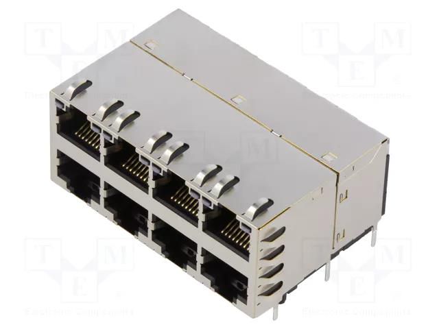 Connector: RJ45; socket; PIN: 8; shielded,with LED; 8p8c; THT ADAM TECH MTJG888J11VFSGPGL