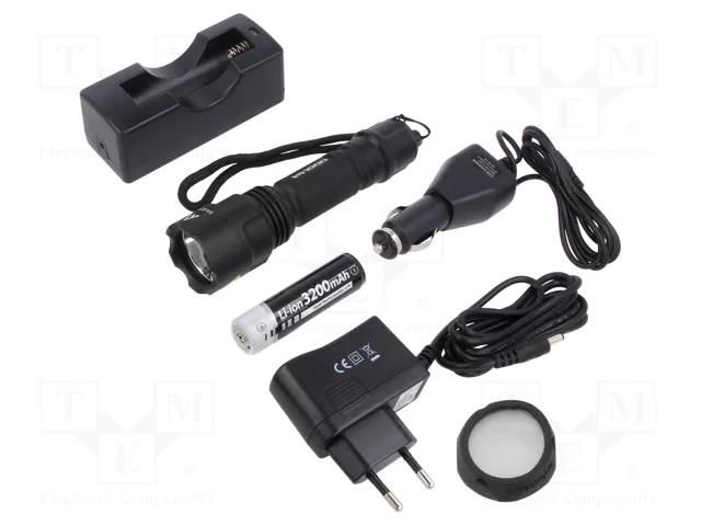 Torch: LED; 3.5h; 90lm,447lm,1000lm; IP65; BLACK EYE MACTRONIC THH0045