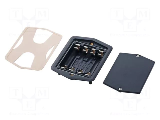Holder; AA,R6; Batt.no: 4; black; IP65 BOPLA BE-4MN-IP-9005