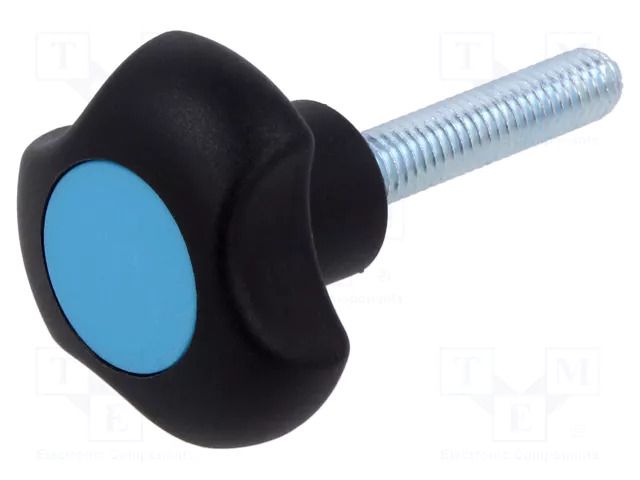 Knob; Ø: 32mm; Ext.thread: M6; Int.thread: M6; 35mm; H: 22mm; Cap: blue ELESA+GANTER EG-167757-C5