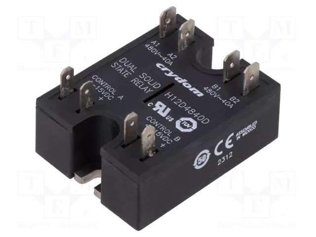 Relay: solid state; 40A; Uswitch: 48÷530VAC; double; IP00; DUAL SENSATA / CRYDOM H12D4840D