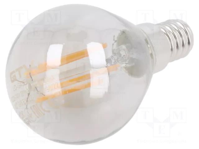 LED lamp; grey; E14; 230VAC; 200lm; 4W; 360°; 1800K GTV Poland LD-G45FP4-18