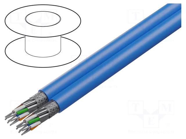 Wire; HELUKAT® 1200,S/FTP; 2x4x2x22AWG; Cat 8; wire; Cu; FRNC; blue HELUKABEL HELUKAT1200-S/FTP