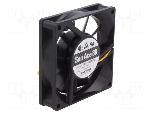Fan: DC; axial; 24VDC; 80x80x20mm; 50.4m3/h; 31dBA; ball; 2900rpm SANYO DENKI 109P0824H601