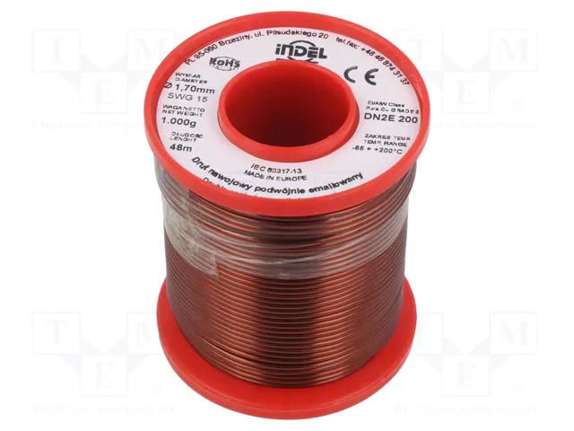 Coil wire; double coated enamelled; 1.7mm; 1kg; -65÷200°C INDEL DN2E1.70-1.00