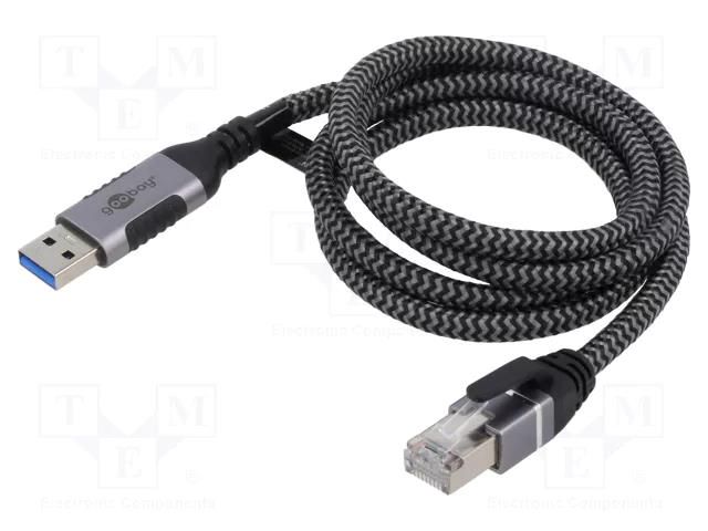 Cable; USB 3.0; RJ45 plug,USB A plug; nickel plated; 2m; U/FTP Goobay GOOBAY-70498
