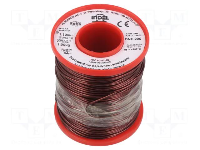 Coil wire; single coated enamelled; 1.3mm; 1kg; -65÷200°C INDEL DNE1.30-1.00