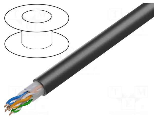 Wire; HELUKAT® 300,U/UTP; 4x2x24AWG; 6; wire; Cu; FRNC; black; 6.4mm HELUKABEL HELUKAT300A-805683