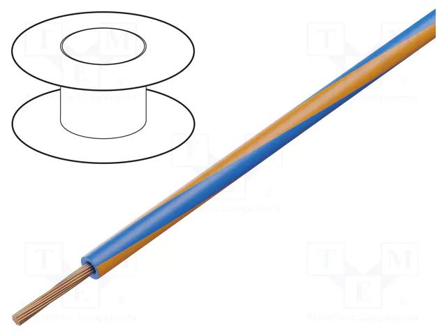 Wire; H07V2-K; stranded; Cu; 1.5mm2; 16AWG; PVC; blue-orange HELUKABEL H07V2-K150BLOR
