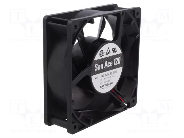 Fan: DC; axial; 24VDC; 120x120x38mm; 200.4m3/h; 46dBA; ball; 3100rpm SANYO DENKI 9G1224E102