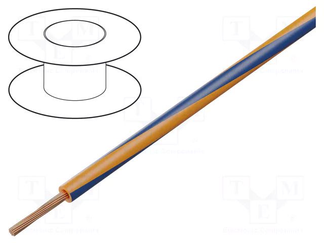 Wire; H07V2-K; stranded; Cu; 1.5mm2; 16AWG; PVC; orange-dark blue HELUKABEL H07V2-K150ORDB
