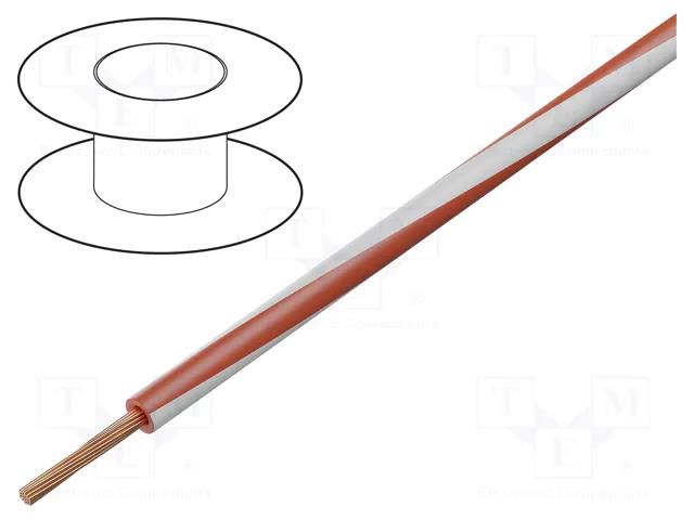 Wire; H05V2-K; stranded; Cu; 0.75mm2; 20AWG; PVC; red-white; Class: 5 HELUKABEL H05V2-K075RDWH