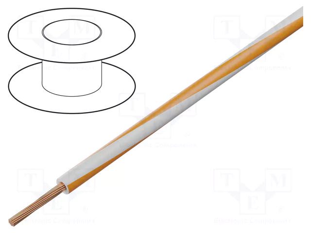 Wire; H07V2-K; stranded; Cu; 2.5mm2; 14AWG; PVC; white-orange HELUKABEL H07V2-K250WHOR