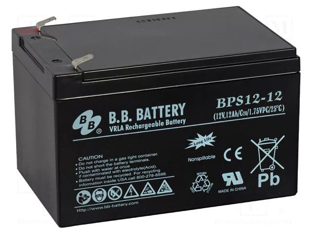 Re-battery: acid-lead; 12V; 12Ah; AGM; maintenance-free; 3.94kg B.B. Battery ACCU-BPS12-12/BB