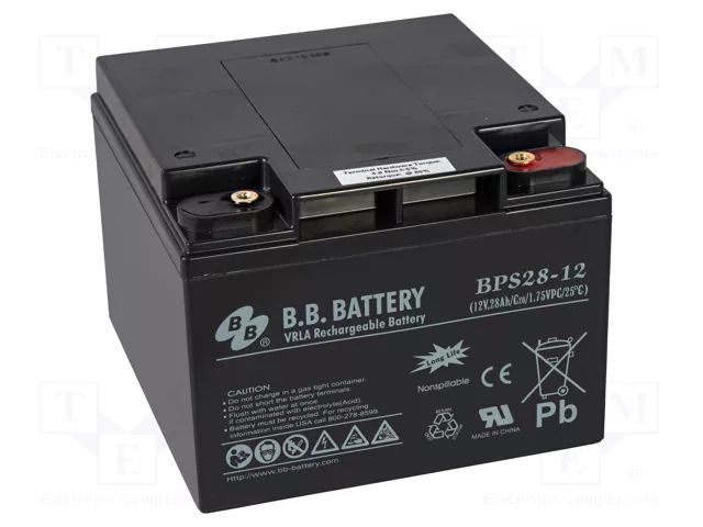 Re-battery: acid-lead; 12V; 28Ah; AGM; maintenance-free; 9.6kg B.B. Battery ACCU-BPS28-12/BB