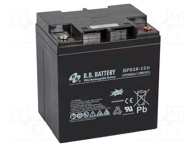 Re-battery: acid-lead; 12V; 28Ah; AGM; maintenance-free; 9.12kg B.B. Battery ACCU-BPS28-12D/BB
