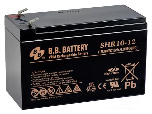 Re-battery: acid-lead; 12V; 10Ah; AGM; maintenance-free; 2.7kg B.B. Battery ACCU-SHR10-12/BB