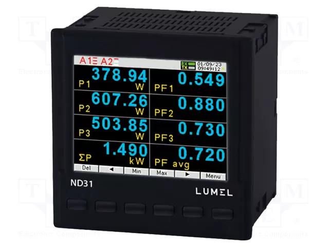 Meter: network parameters; digital,mounting; LCD TFT 3,5"; ND31 LUMEL ND31-1222M0