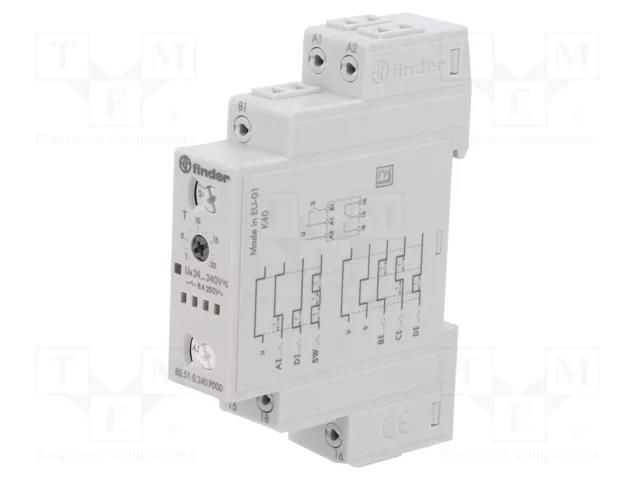 Timer; 0,1s÷24h; SPDT; 24÷240VAC; 24÷240VDC; 80; -20÷60°C; PIN: 6 FINDER 80.51.0.240.P000
