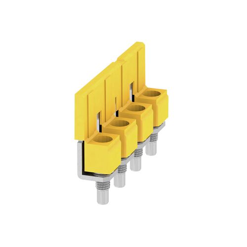 Cross-connector (terminal), when screwed in, Number of poles: 4, Pitch in mm: 9.90, Insulated: Yes, 63 A, yellow Weidmuller 1055060000 04008190188245