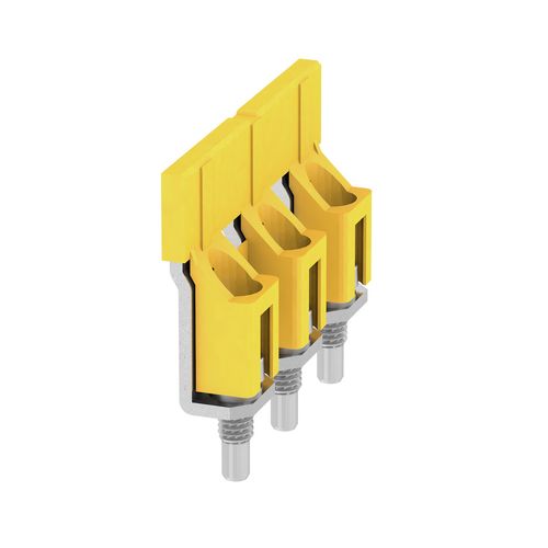 Cross-connector (terminal), when screwed in, Number of poles: 3, Pitch in mm: 16.00, Insulated: Yes, 112 A, yellow Weidmuller 1055360000