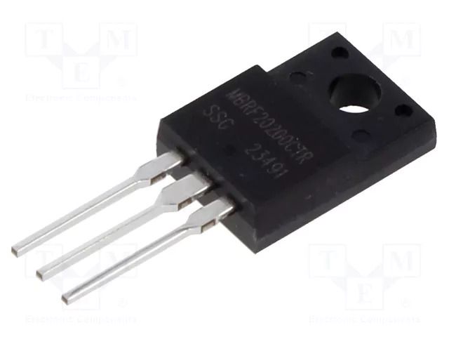 Diode: Schottky rectifying; THT; 200V; 20A; ITO220AB; Ufmax: 950mV SMC DIODE SOLUTIONS MBRF20200CTR-SMC