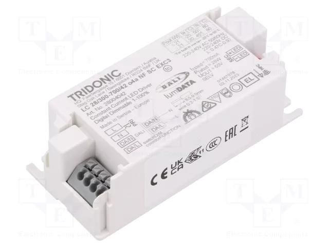Power supply: switching; LED; 28W; 7.5÷42VDC; 300÷700mA; IP20; LC TRIDONIC 28004042