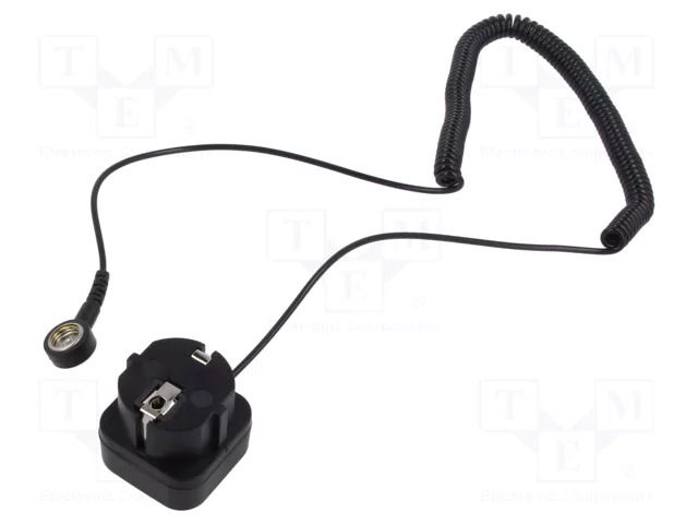 Ground cord; ESD,coiled; black; 1MΩ; 2.4m STATICTEC PRT-STW1450