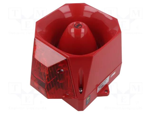 Signaller: lighting-sound; 115÷230VAC; siren,flashing light; red WERMA WER-44101068