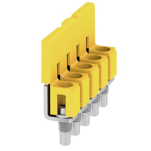 Cross-connector (terminal), when screwed in, Number of poles: 5, Pitch in mm: 6.10, Insulated: Yes, 41 A, yellow Weidmuller 1057860000 04008190067380