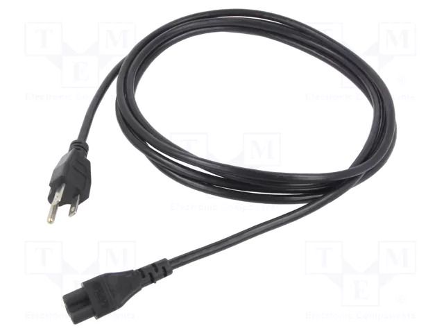 Cable; 3x18AWG; IEC C5 female,NEMA 5-15 (B) plug; PVC; 3m; black Qualtek Electronics 350050-LD01
