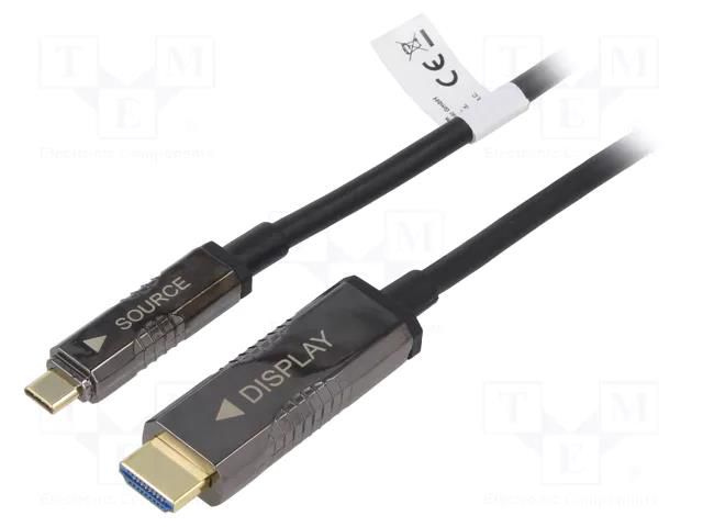 Adapter; HDMI 2.0,optical; HDMI plug,USB C plug; 10m; black DIGITUS AK-330150-100-S