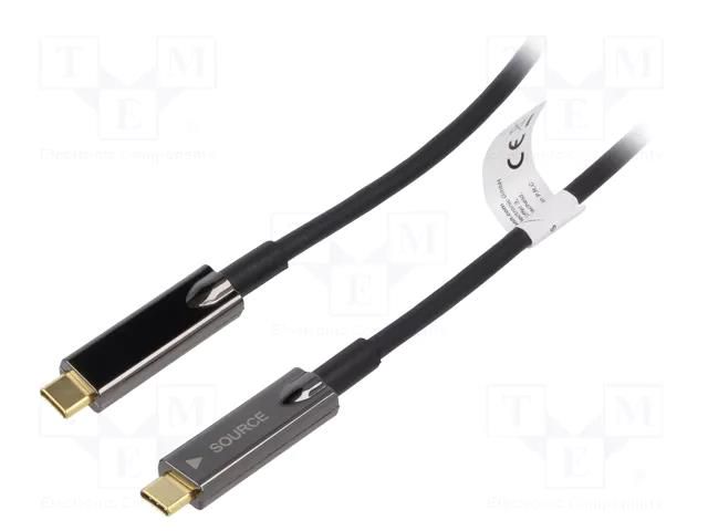Cable; optical,USB 3.1; USB C plug,both sides; 10m; black DIGITUS AK-330160-100-S