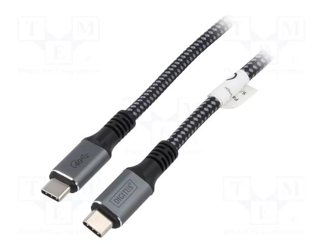 Cable; USB 4.0; USB C plug,both sides; gold-plated; 1m; Cu; 40Gbps DIGITUS DB-300443-010-S