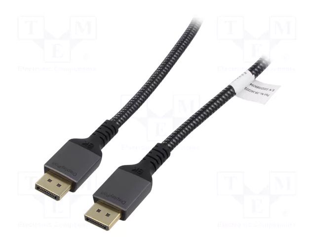 Cable; DisplayPort plug,both sides; textile; 3m; black; aluminium DIGITUS DB-340201-030-S