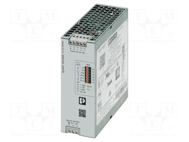 Power supply: switching; for DIN rail; 240W; 24VDC; 10A; IP20; 92% PHOENIX CONTACT QUINT4/1AC/24DC/10