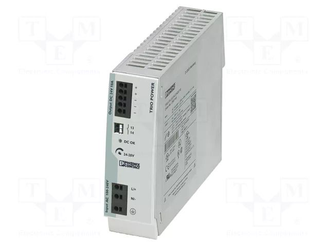 Power supply: switching; for DIN rail; 240W; 24VDC; 10A; IP20; 91% PHOENIX CONTACT TRIO2G/1AC/24DC/10