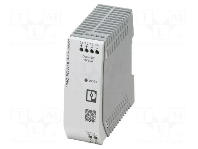 Power supply: switching; for DIN rail; 55W; 12VDC; 4.6A; 85÷264VAC PHOENIX CONTACT UNO/1AC/12DC/55W