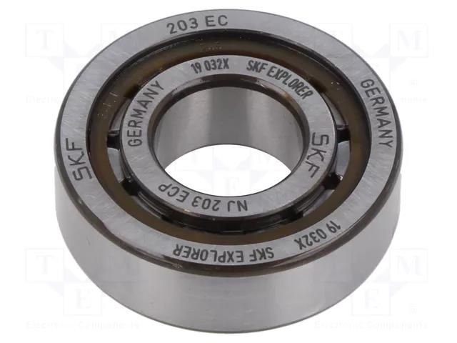 Bearing: cylindrical roller, single row; Øint: 17mm; Øout: 40mm SKF SKFNJ203ECP