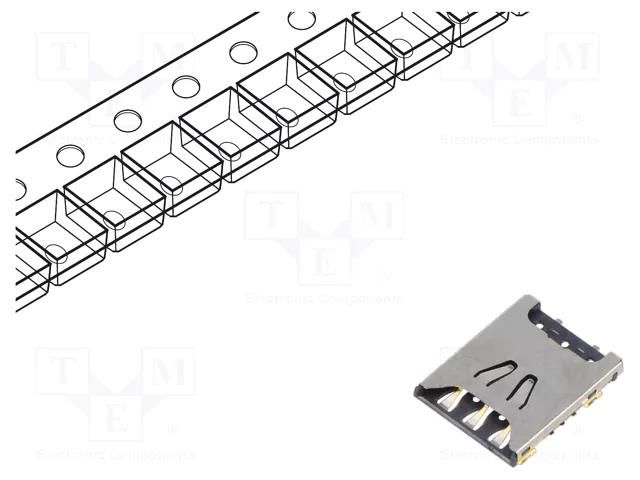 Connector: for cards; Nano SIM; push-pull; SMT; gold flash; PIN: 6 GCT SIM8070-6-0-11-00A
