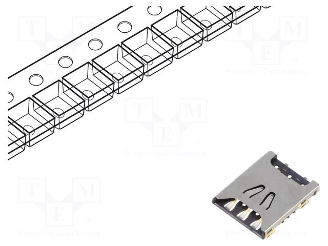Connector: for cards; Nano SIM; push-pull; SMT; gold flash; PIN: 6 GCT SIM8070-6-0-11-00A