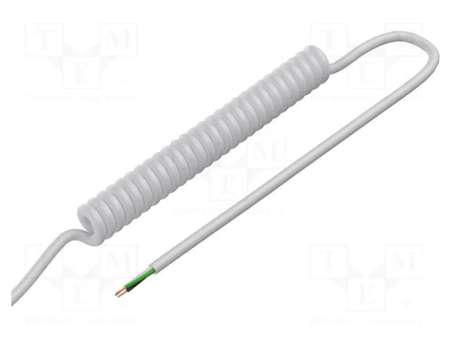 Wire: coiled; 3x0.15mm2; unshielded; PUR; white; 300V; 0.1m; 0.4m SIMECH SPT00050B