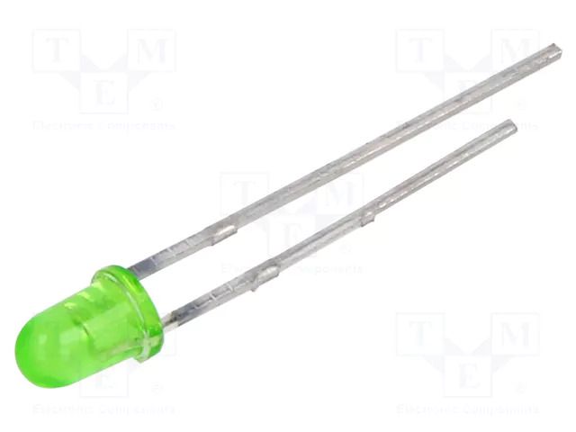 LED; yellow green; 3mm; 40mcd; 40°; Front: convex; 2.4VDC EVERLIGHT 1254-10SYGD/S53-E2