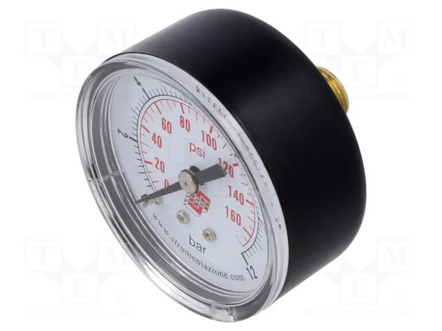 Manometer; 0÷12bar; non-aggressive liquids,inert gases; 50mm PNEUMAT M50A.PL012G14