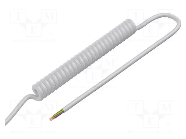 Wire: coiled; 7x0.22mm2; unshielded; PUR; white; 300V; 0.1m; 0.4m SIMECH SPT00120B